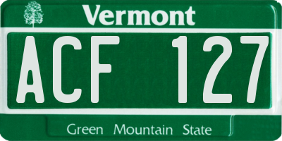 VT license plate ACF127