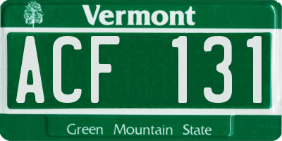 VT license plate ACF131