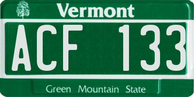 VT license plate ACF133