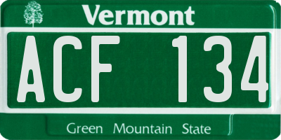 VT license plate ACF134