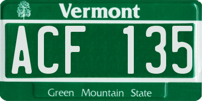 VT license plate ACF135