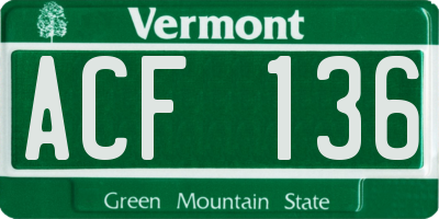 VT license plate ACF136