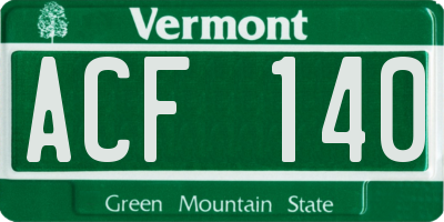 VT license plate ACF140