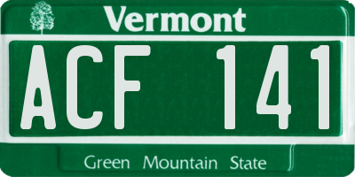 VT license plate ACF141