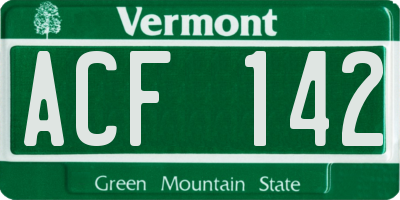 VT license plate ACF142