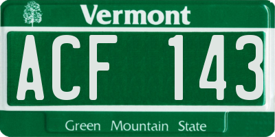 VT license plate ACF143