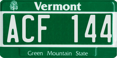 VT license plate ACF144