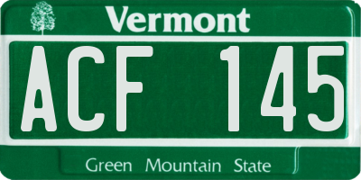 VT license plate ACF145