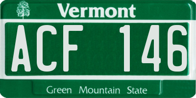 VT license plate ACF146