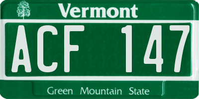 VT license plate ACF147