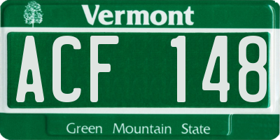 VT license plate ACF148