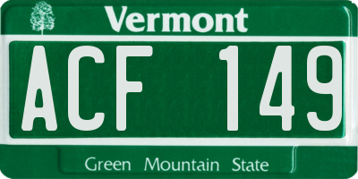 VT license plate ACF149