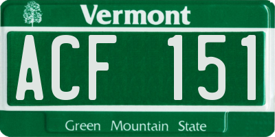 VT license plate ACF151