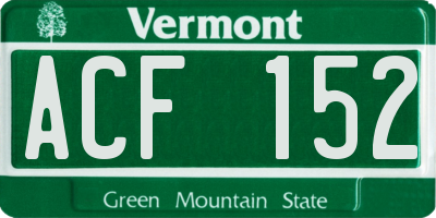 VT license plate ACF152