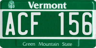 VT license plate ACF156