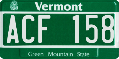 VT license plate ACF158