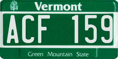 VT license plate ACF159