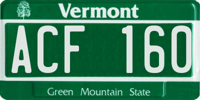 VT license plate ACF160