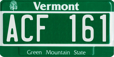 VT license plate ACF161