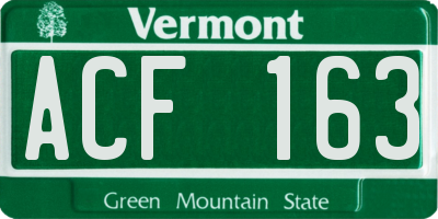 VT license plate ACF163