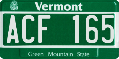 VT license plate ACF165