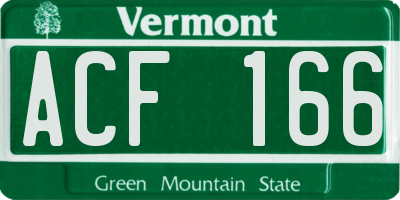 VT license plate ACF166