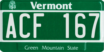 VT license plate ACF167