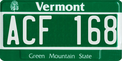 VT license plate ACF168