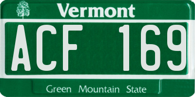 VT license plate ACF169