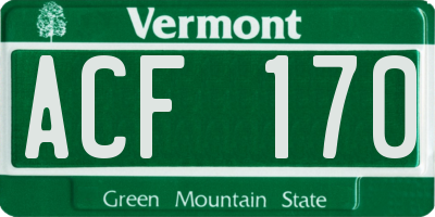 VT license plate ACF170