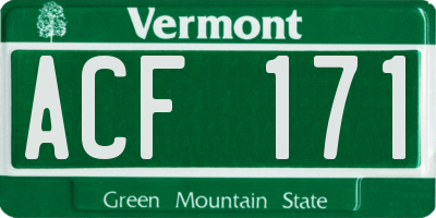 VT license plate ACF171