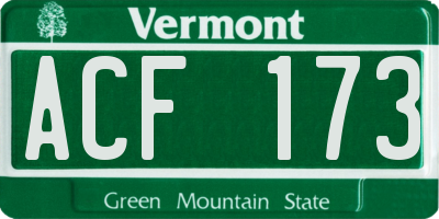 VT license plate ACF173