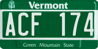 VT license plate ACF174