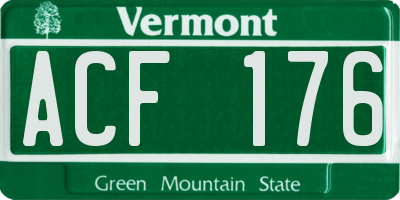 VT license plate ACF176