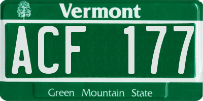 VT license plate ACF177