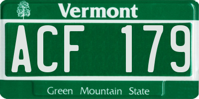 VT license plate ACF179