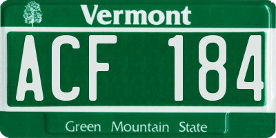 VT license plate ACF184