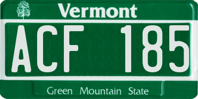 VT license plate ACF185