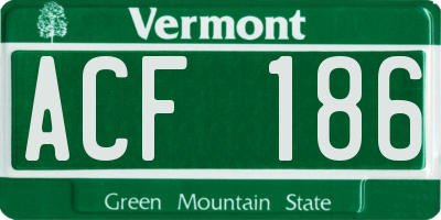 VT license plate ACF186