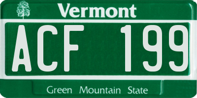 VT license plate ACF199