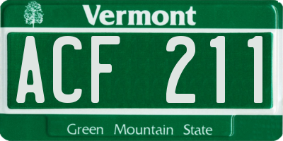 VT license plate ACF211