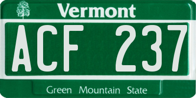 VT license plate ACF237