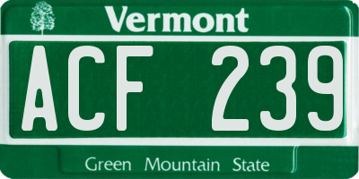VT license plate ACF239