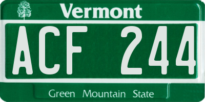 VT license plate ACF244