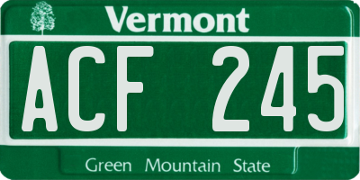 VT license plate ACF245