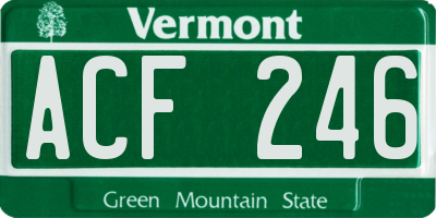 VT license plate ACF246