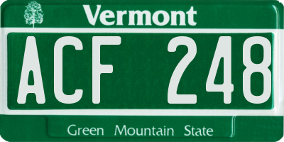 VT license plate ACF248