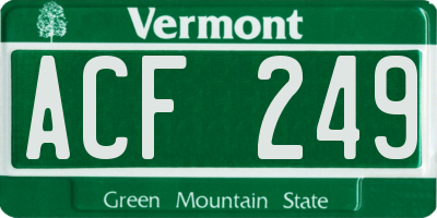VT license plate ACF249