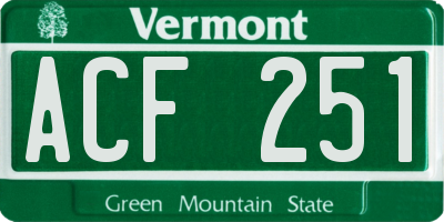 VT license plate ACF251