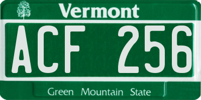 VT license plate ACF256